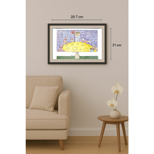 Mostafa Hossein Nia 29x21cm Orijinal Karikatür Tablo BOD00074