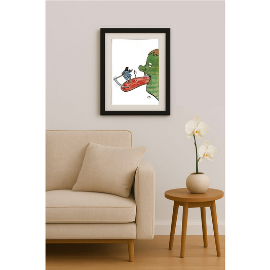 Mileta Miloradovic 25x17cm Orijinal Karikatür Tablo BOD00083