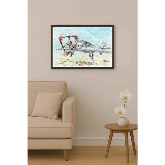 Liviu Stanila Witch Plane Kişiye Özel Sertifikalı Sınırlı Fine Art Karikatür Baskı CAD00055