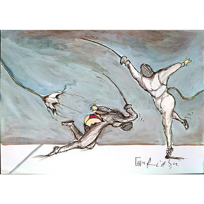 Gheorghita Ghinea Uriasu 29x21cm  Orijinal Karikatür Tablo BOD00052