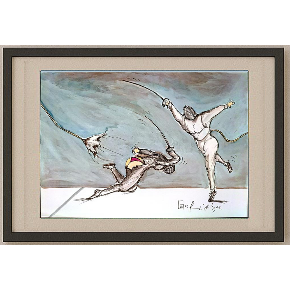Gheorghita Ghinea Uriasu 29x21cm  Orijinal Karikatür Tablo BOD00052