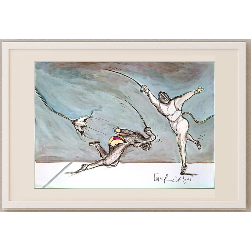 Gheorghita Ghinea Uriasu 29x21cm  Orijinal Karikatür Tablo BOD00052