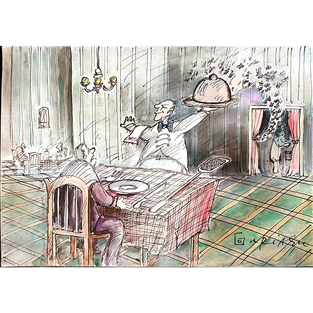 Gheorghita Ghinea Uriasu 29x21cm  Orijinal Karikatür Tablo BOD00053