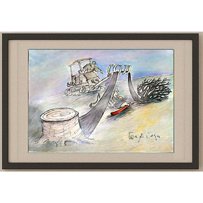 Gheorghita Ghinea Uriasu 29x21cm Orijinal Karikatür Tablo BOD00054