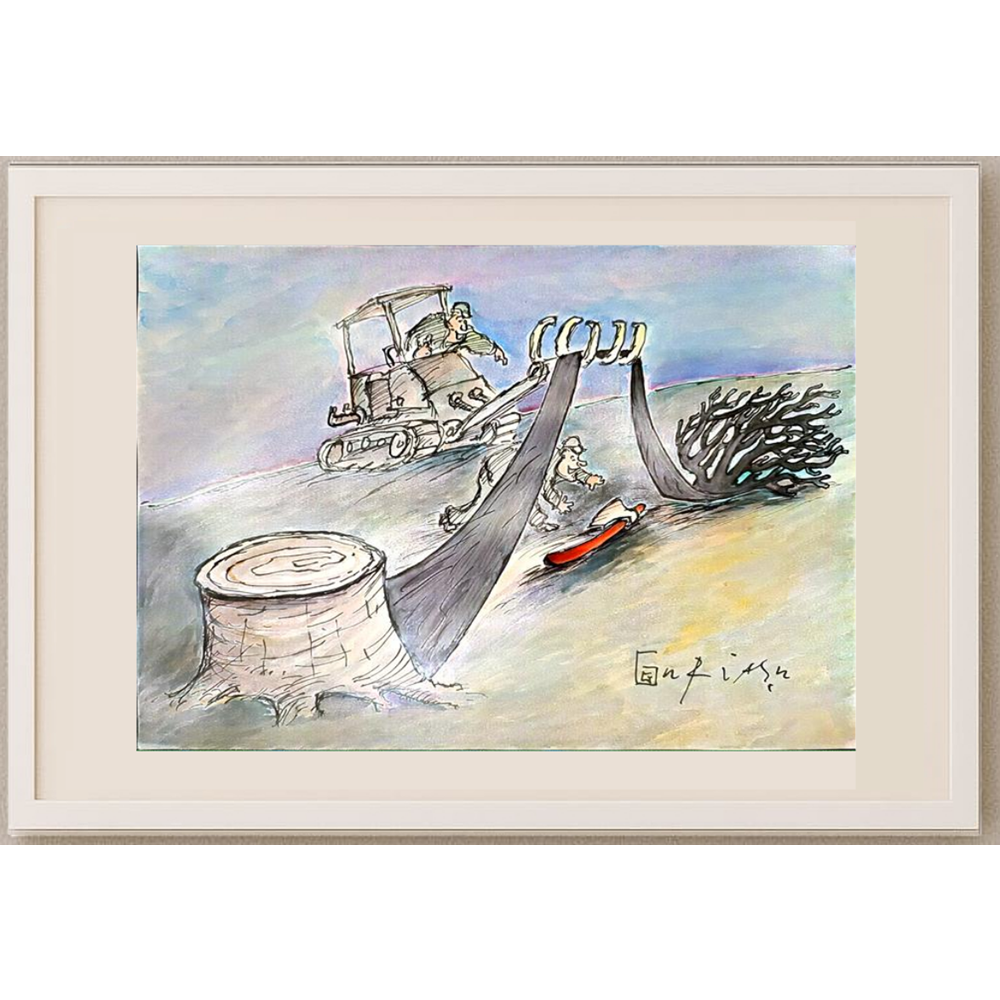 Gheorghita Ghinea Uriasu 29x21cm Orijinal Karikatür Tablo BOD00054