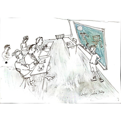 Jelica Culafic 29x21cm Orijinal Karikatür Tablo BOD00057