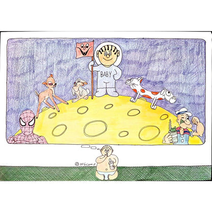 Mostafa Hossein Nia 29x21cm Orijinal Karikatür Tablo BOD00074