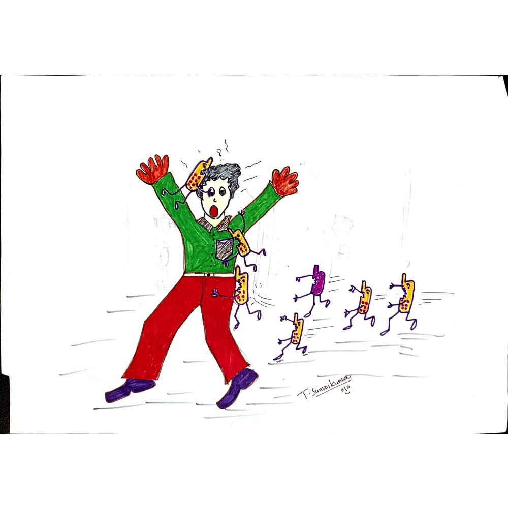 Thipparapu Suman Kumar 29x21cm Orijinal Karikatür Tablo BOD00077