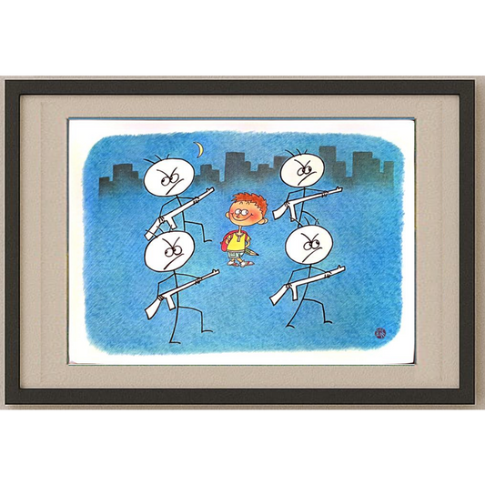 Huang Kun 29x21cm Orijinal Karikatür BOD00113