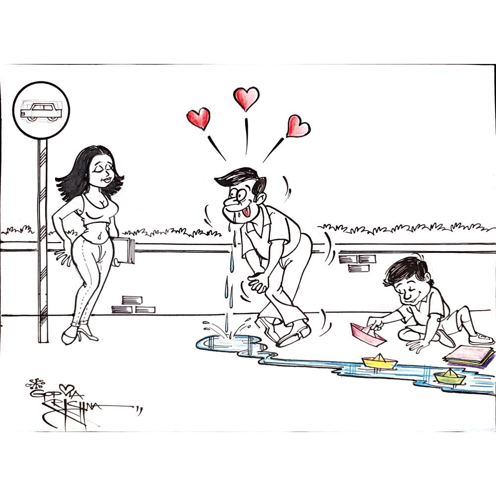 Vendra Gopalaksrishna 29x21cm Orijinal Karikatür BOD00160