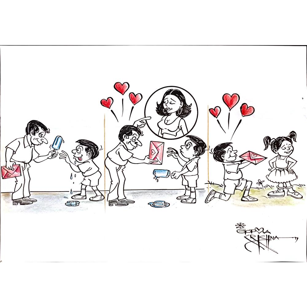 Vendra Gopalaksrishna 29x21cm Orijinal Karikatür BOD00161