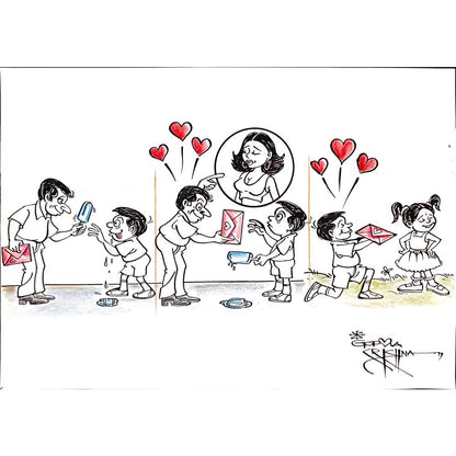 Vendra Gopalaksrishna 29x21cm Orijinal Karikatür BOD00161