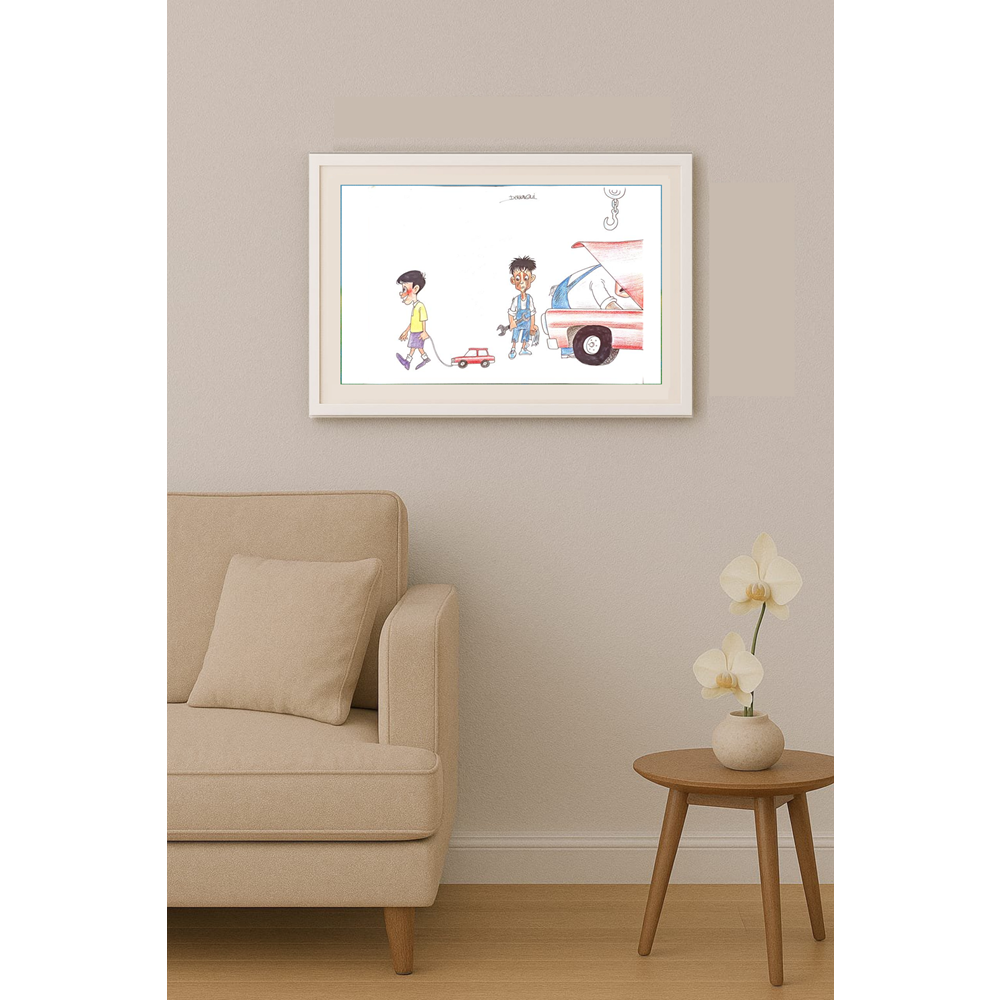 Derkaoui 29x21cm Orijinal Karikatür BOD00170