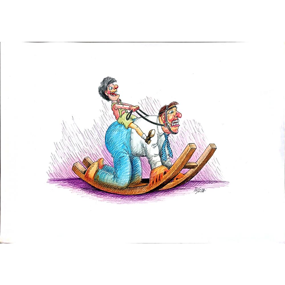 Peter Puszta 43x30cm Orijinal Karikatür BOD00180