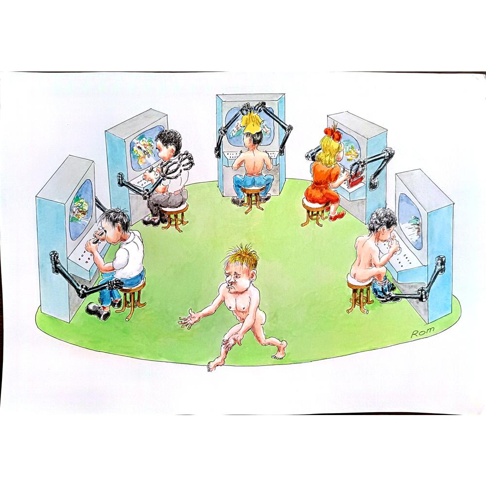 Romanov Vladimir 40x30cm Orijinal Karikatür BOD00192