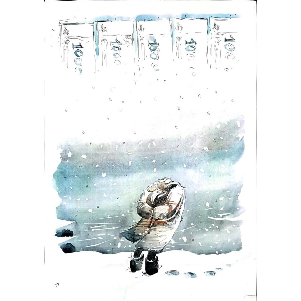 Viacheslav Bibishev 43x30cm Orijinal Karikatür BOD00250