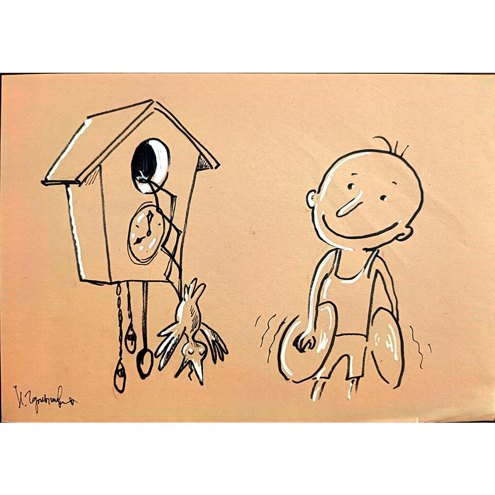 Nickolay Chernyshev 29x21cm Orijinal Karikatür BOD00289