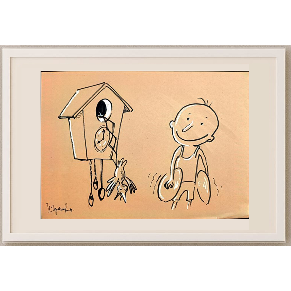 Nickolay Chernyshev 29x21cm Orijinal Karikatür BOD00289