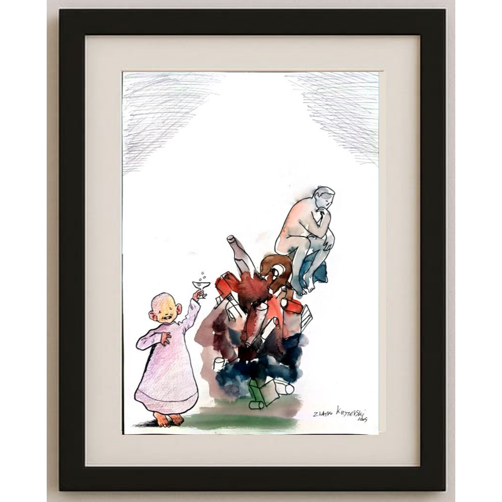 Zlatko Krstevski 29x21cm Original Cartoon BOD00324