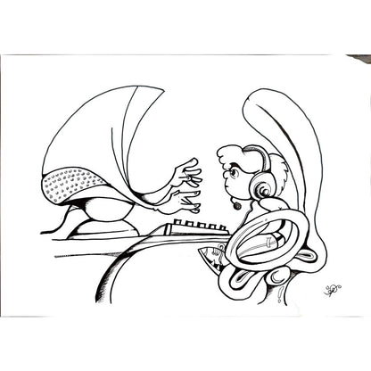 Morhaf Youssef 29x21cm Orijinal Karikatür BOD00326