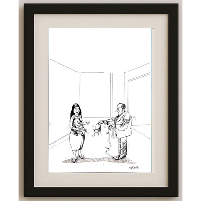 Raed Khalil 29x21cm Orijinal Karikatür BOD00374