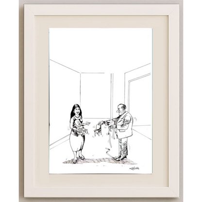 Raed Khalil 29x21cm Orijinal Karikatür BOD00374