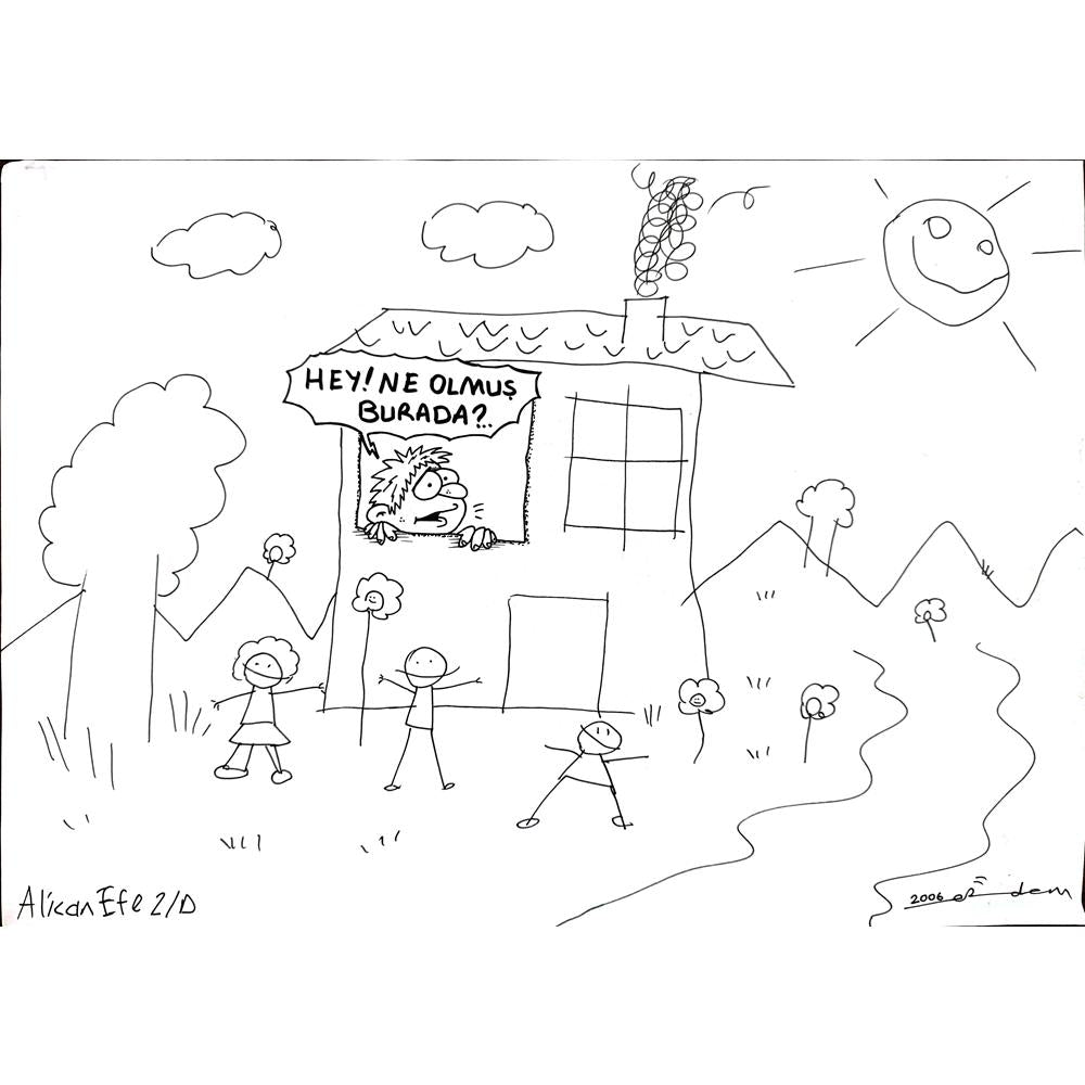 Alican Efe 29x21cm Orijinal Karikatür BOD00449