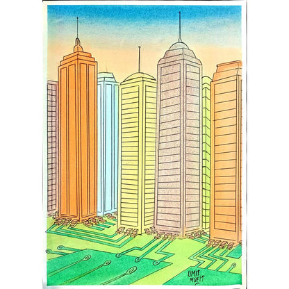 Ümit Müfit Dinçay 29x21cm Orijinal Karikatür BOD00462