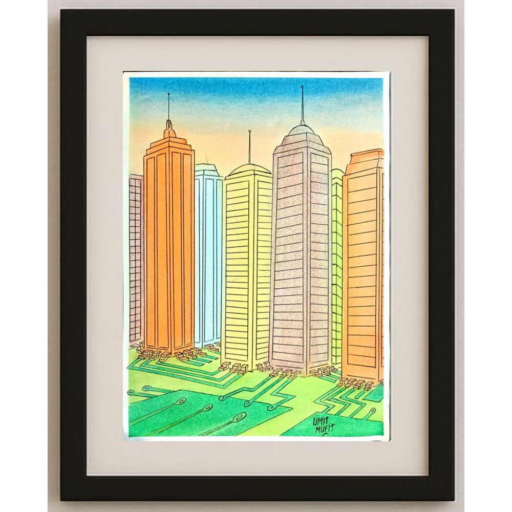 Ümit Müfit Dinçay 29x21cm Orijinal Karikatür BOD00462