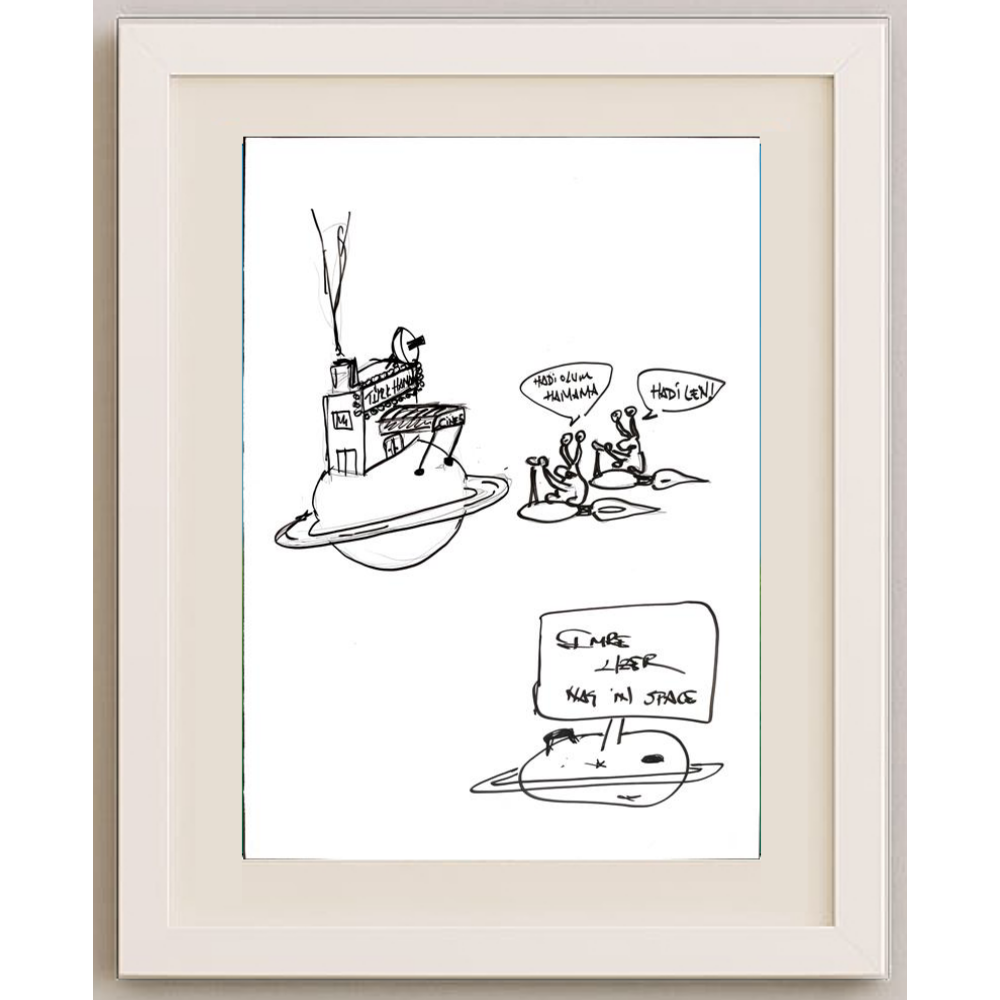 Emre Uzer 35x25cm Orijinal Karikatür BOD00516