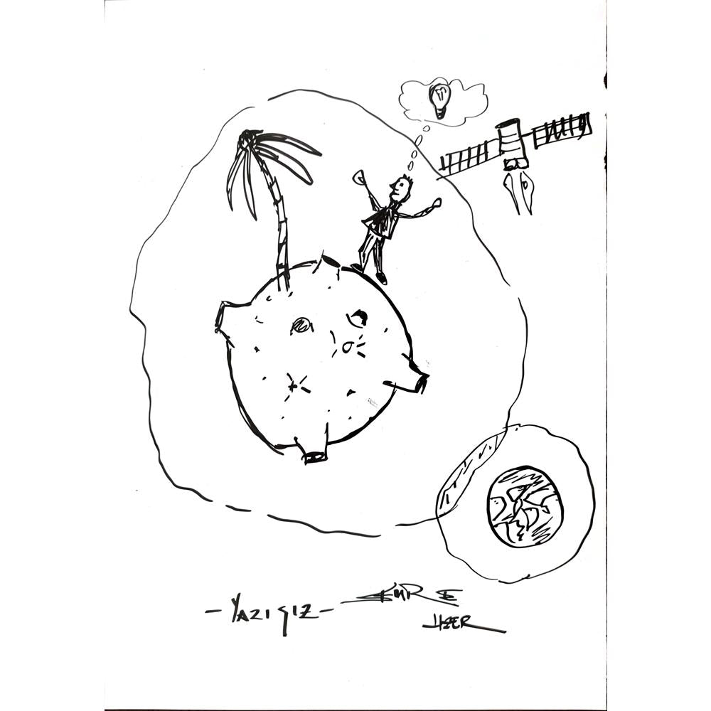 Emre Uzer 35x25cm Orijinal Karikatür BOD00517