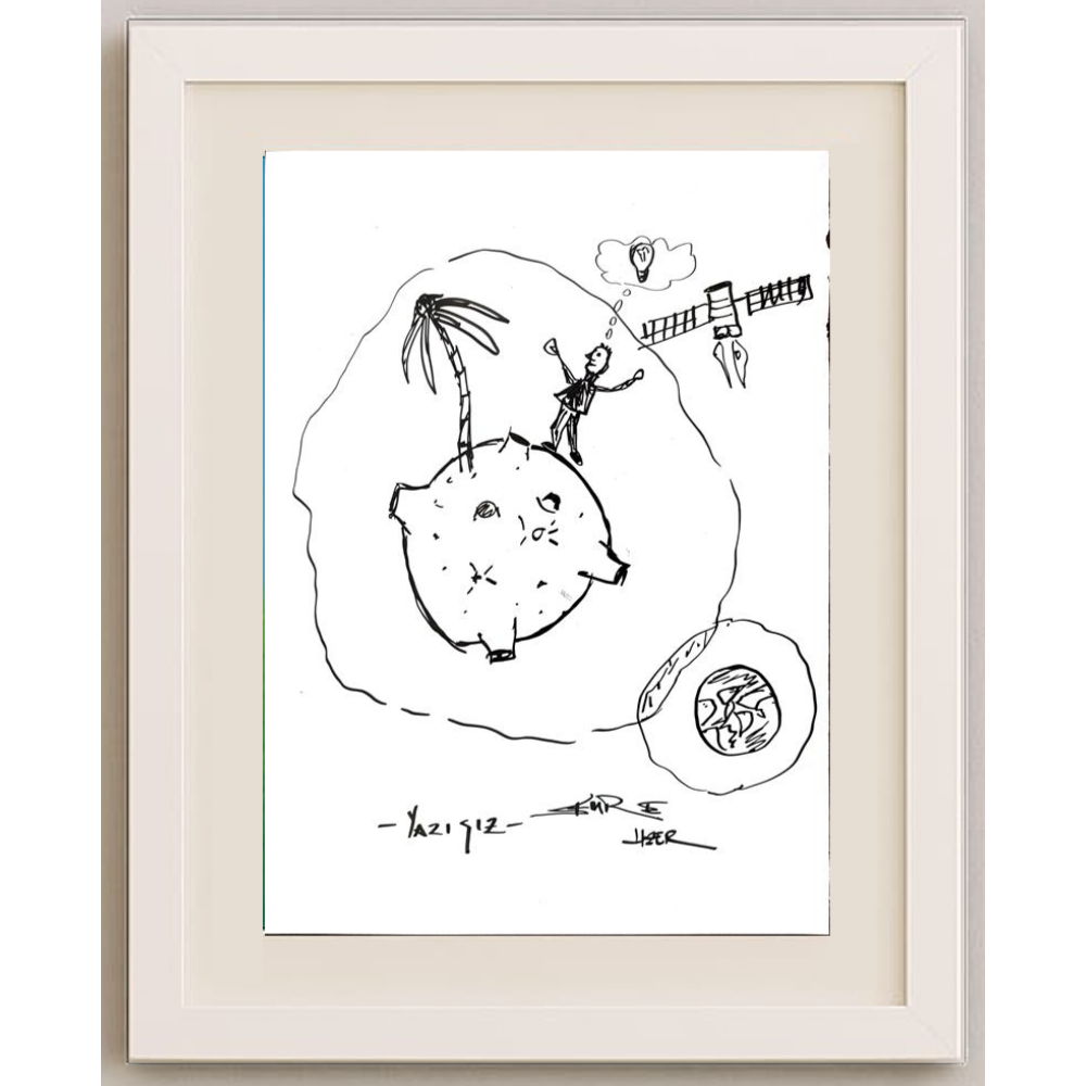 Emre Uzer 35x25cm Orijinal Karikatür BOD00517
