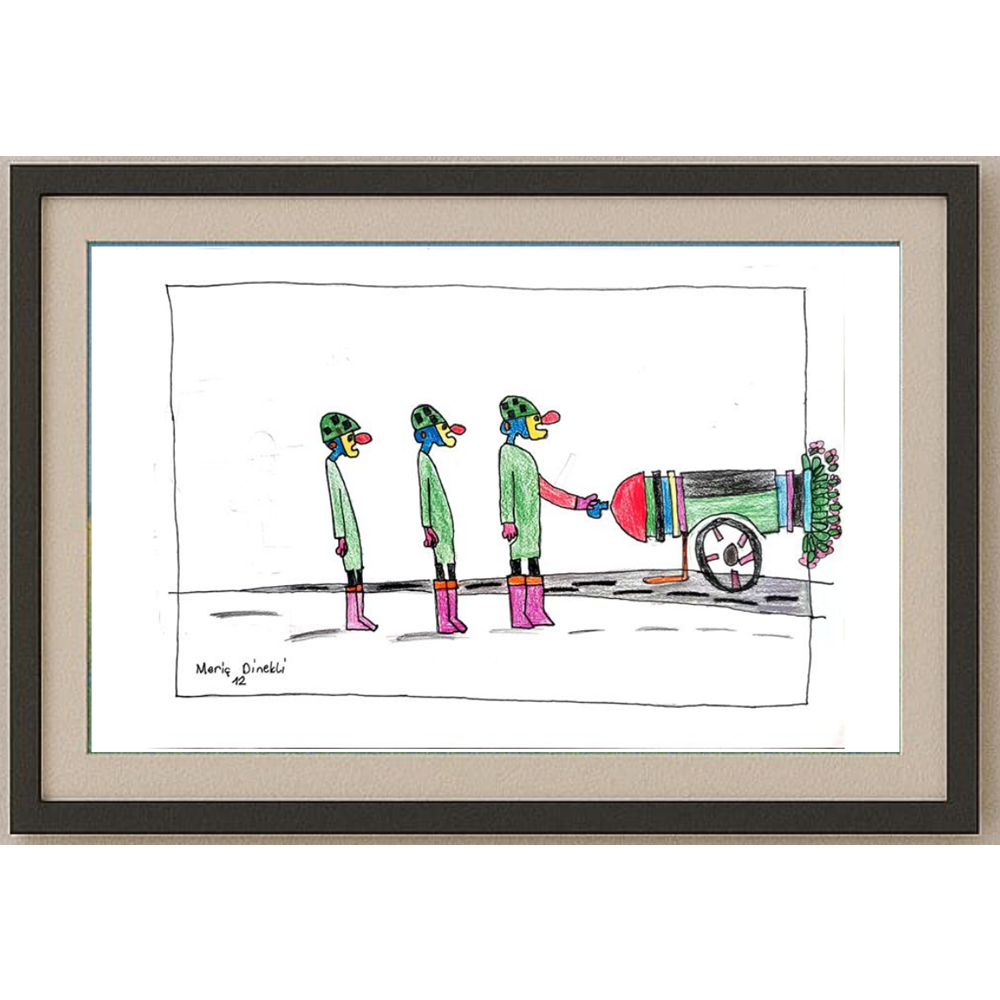 Meriç Dinekli 29x21cm Orijinal Karikatür BOD00546
