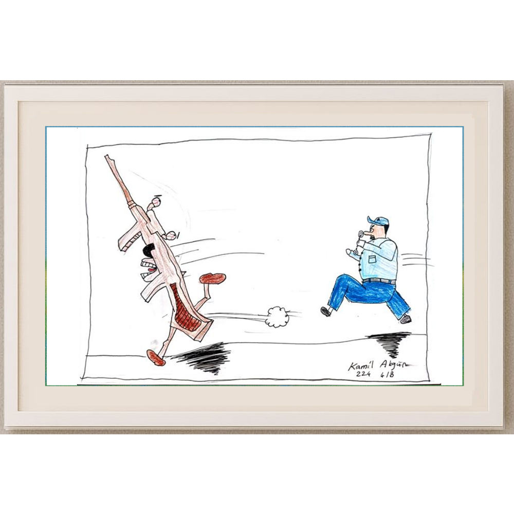 Kamil Akgün 29x21cm Orijinal Karikatür BOD00553