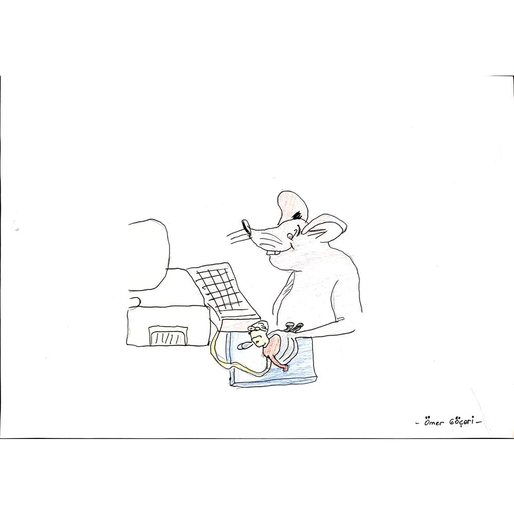 Ömer Göçeri 29x21cm Orijinal Karikatür BOD00556
