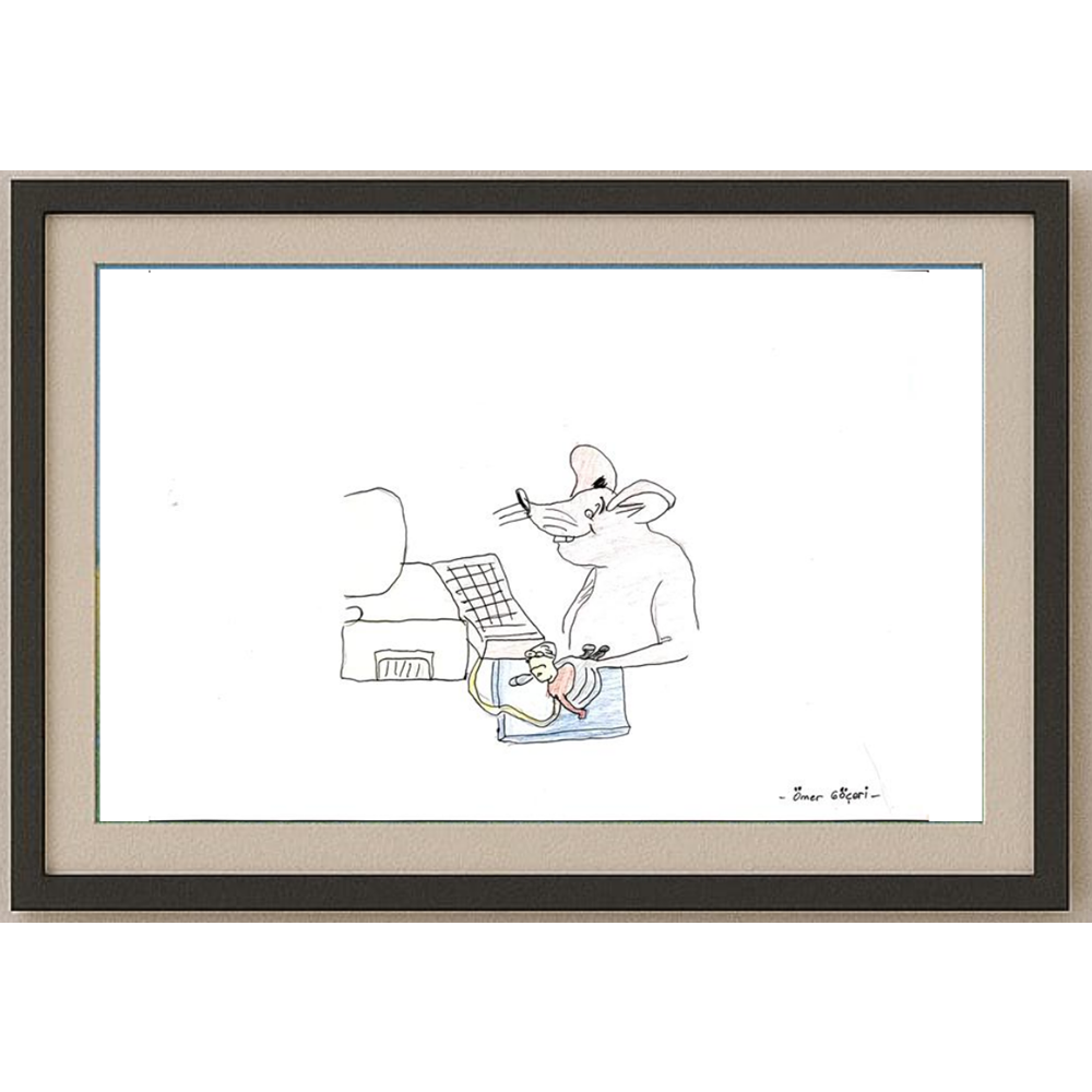 Ömer Göçeri 29x21cm Orijinal Karikatür BOD00556