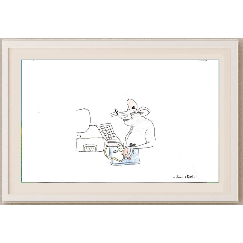 Ömer Göçeri 29x21cm Orijinal Karikatür BOD00556