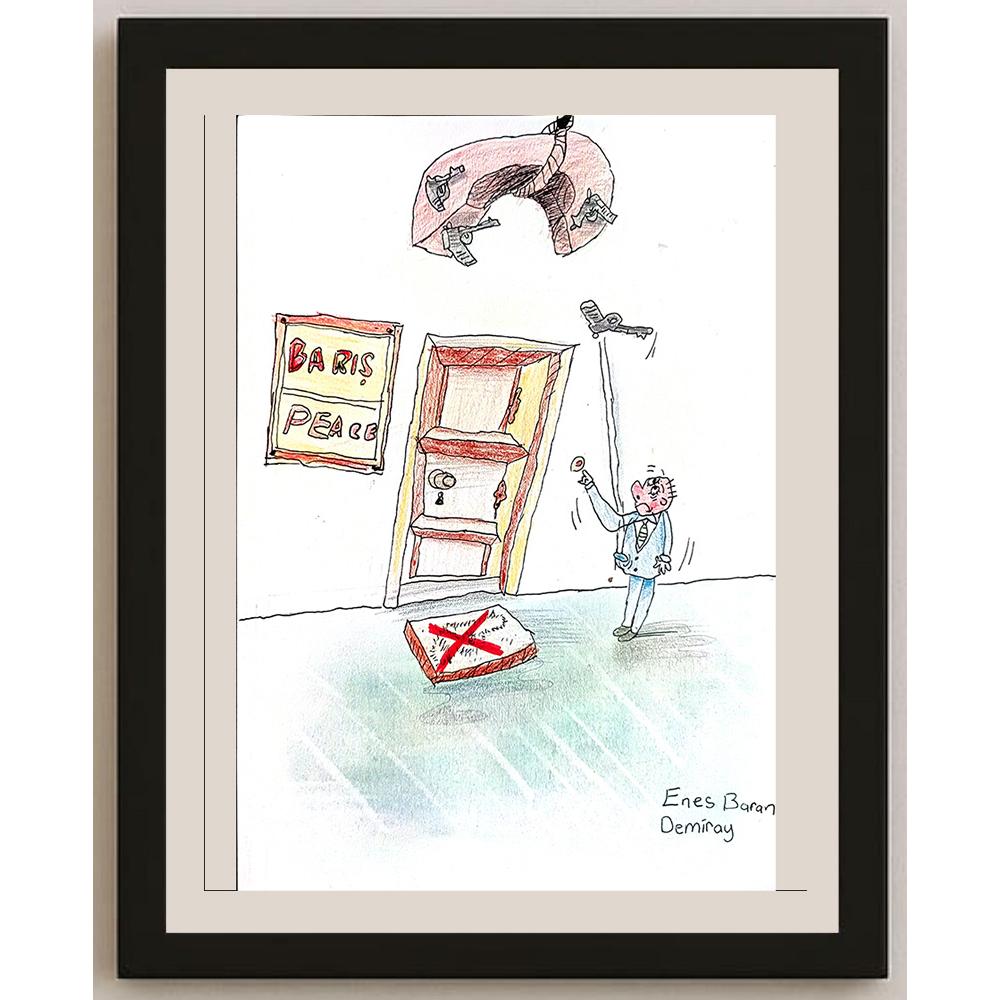 Enes Baran Demiray 29x21cm Orijinal Karikatür BOD00598