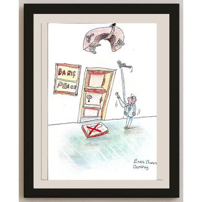 Enes Baran Demiray 29x21cm Orijinal Karikatür BOD00598