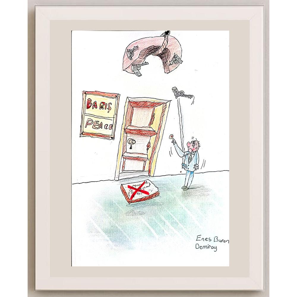 Enes Baran Demiray 29x21cm Orijinal Karikatür BOD00598