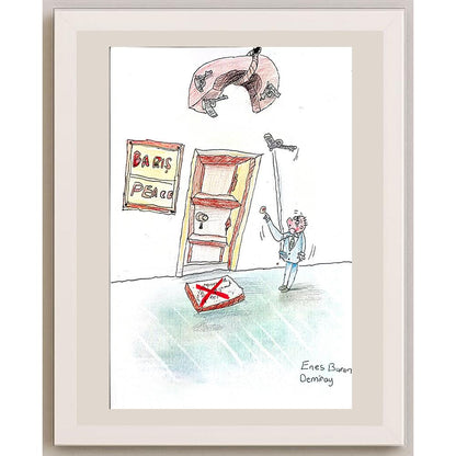 Enes Baran Demiray 29x21cm Orijinal Karikatür BOD00598
