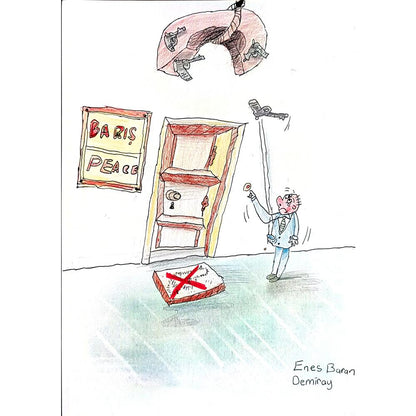 Enes Baran Demiray 29x21cm Orijinal Karikatür BOD00598