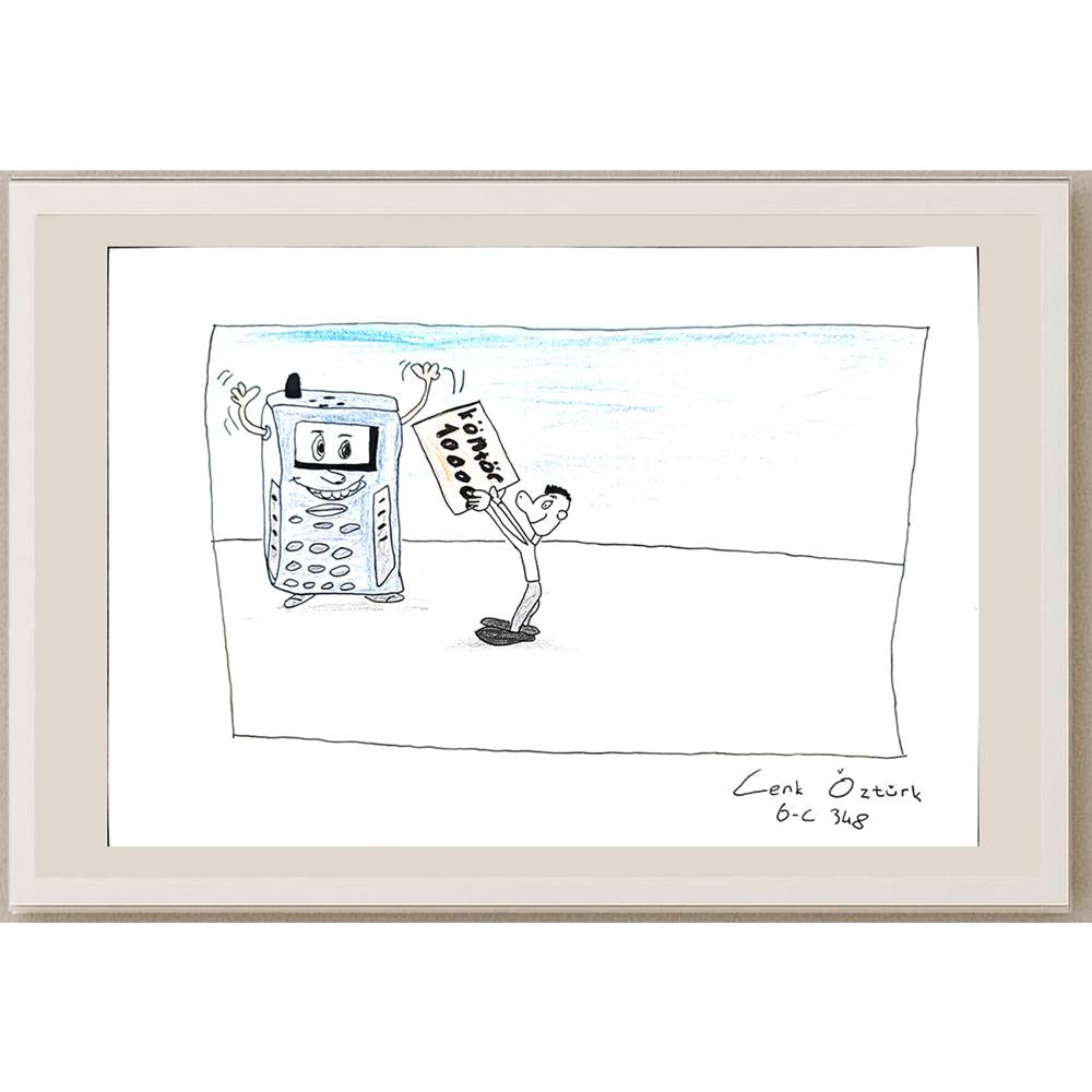 Cenk Öztürk 29x21cm Orijinal Karikatür BOD00614