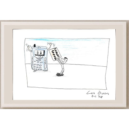 Cenk Öztürk 29x21cm Orijinal Karikatür BOD00614