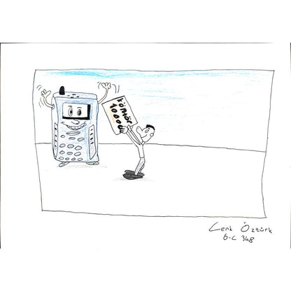Cenk Öztürk 29x21cm Orijinal Karikatür BOD00614