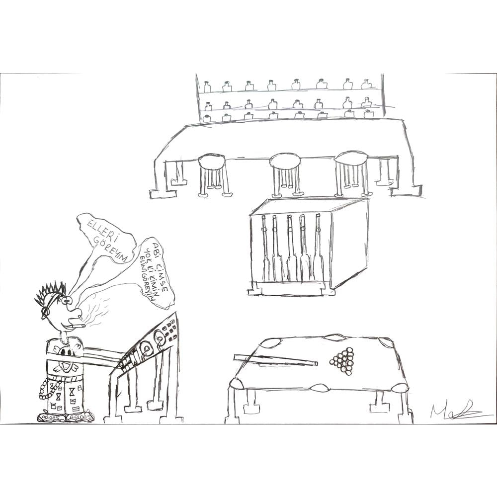 Mustafa Durgun 29x21cm Orijinal Karikatür BOD00665