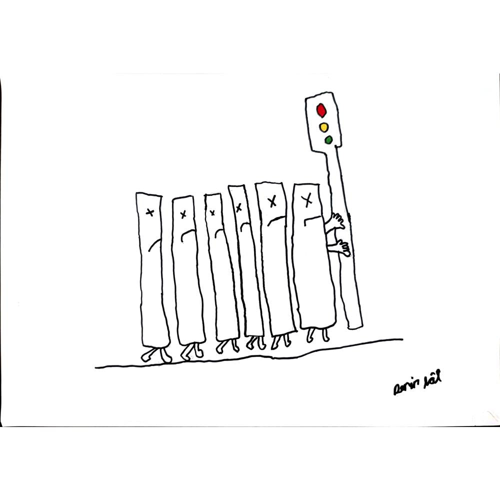 Derin Lal Çevik 29x21cm Orijinal Karikatür BOD00683