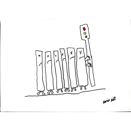 Derin Lal Çevik 29x21cm Orijinal Karikatür BOD00683