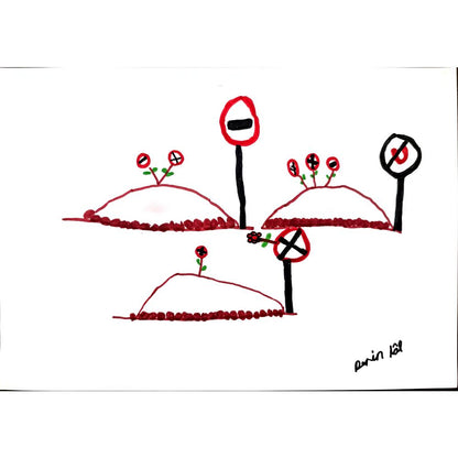 Derin Lal Çevik 29x21cm Orijinal Karikatür BOD00684