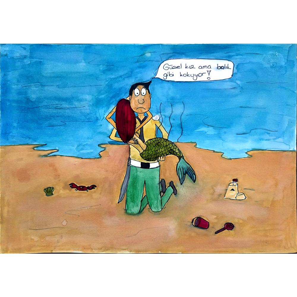 Başak Gence 29x21cm Orijinal Karikatür BOD00731